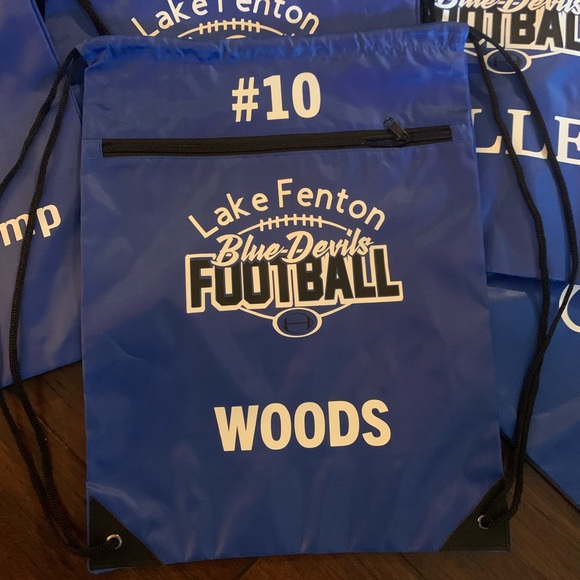 Football Drawstring Backpacks Team Gear Customizable - Picture 1 of 3